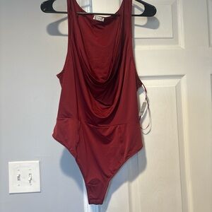 NWT FREE PEOPLE Scoop Back Burgundy/red One-Piece Bodysuit